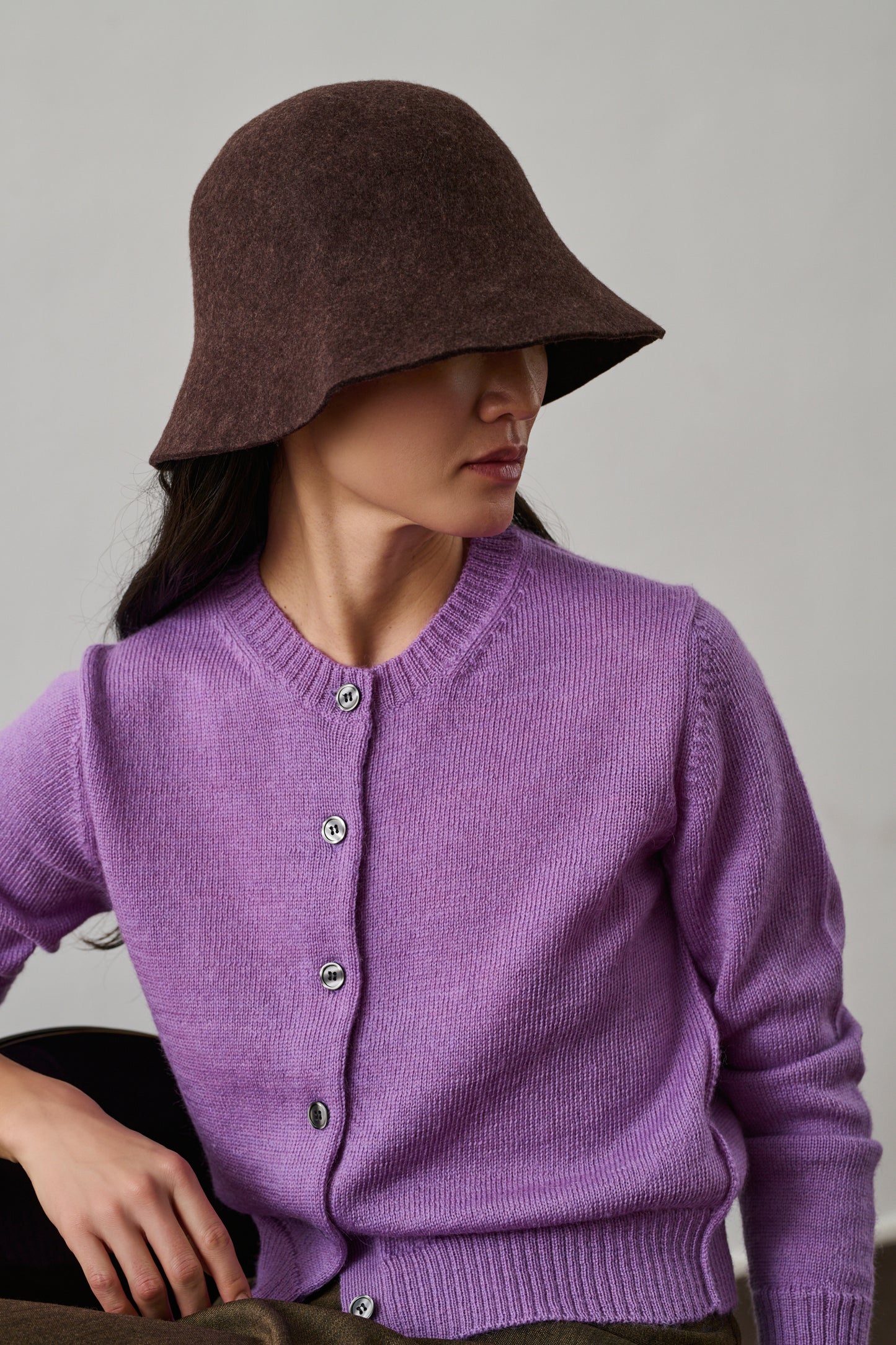 Cardigan Griffith - Lilas - Laine - Femme